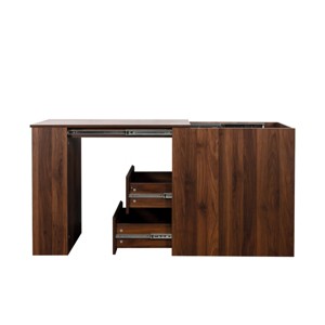SEVOBAL Foldable Computer Desk Drawers Modern Corner Home Office Storage Extendable Table Study Writing Desk Workstation, Brown, 40.16"*31.1"*6.69" - 1 of 4