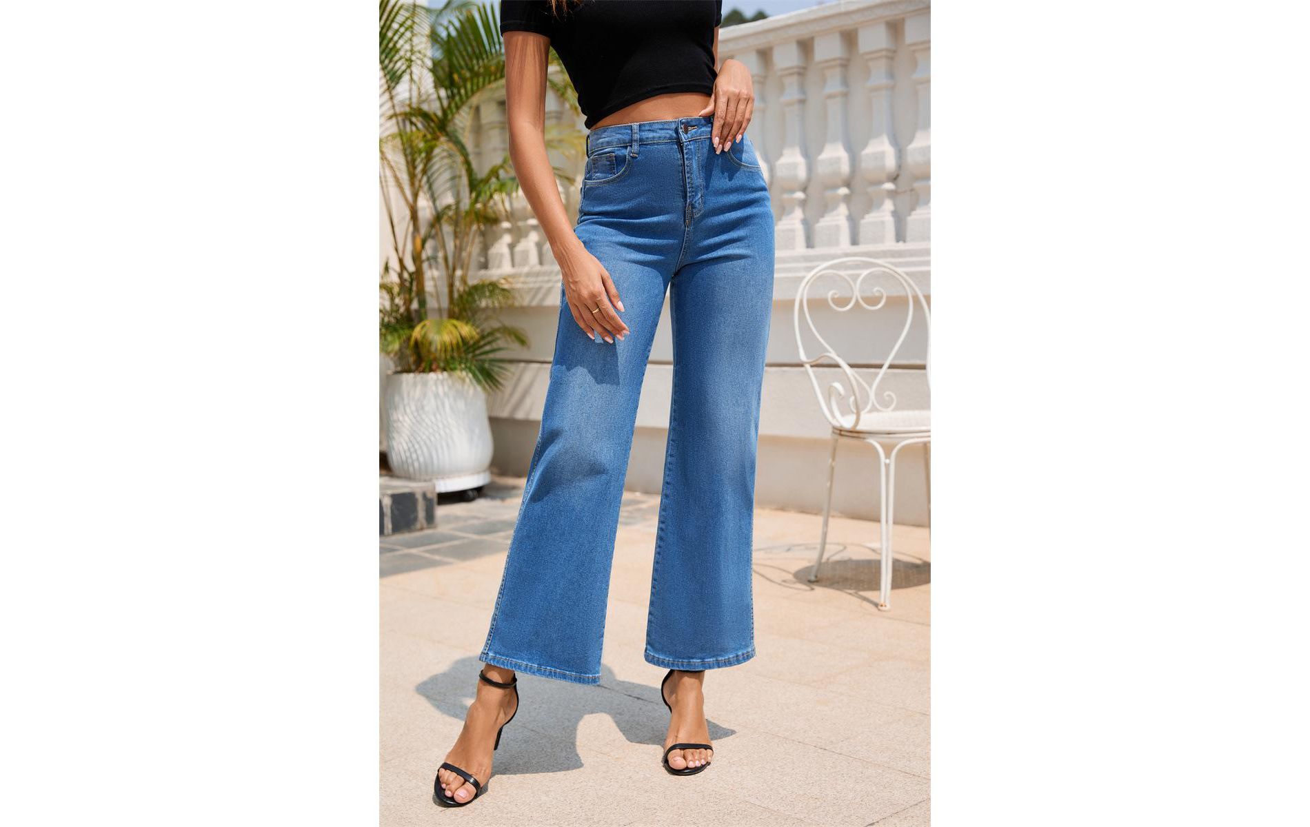 Clearlove Wide Leg Jeans for Women High Waisted Stretchy Denim Jeans Fashion Baggy Trouser Jean Pants with Pockets