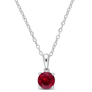 EVERLY JEWELRY | Sterling Silver Pendant with Created Gemstone – Multiple Stone Options - 1 of 4