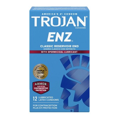 Trojan ENZ Armor Spermicidal Lubricated Latex Condoms - 12ct