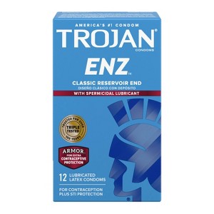 Trojan ENZ Armor Spermicidal Lubricated Latex Condoms - 12ct - 1 of 4