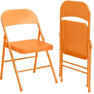 Folding Chairs 4 Pack, Sturdy metal frame supports up to 350 lbs£¬ Portable folding chairs ideal for dining, living, office, and outdoor events. - 1 of 4