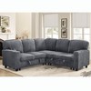 81" Corduroy Convertible L-Shaped Sleeper Sectional Sofa with Pull-Out Bed & Storage Seat, USB & Type-C Charging Ports, Cup Holders - 2 of 4