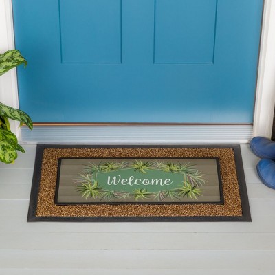 Green and Brown Rubber Outdoor Welcome Doormat