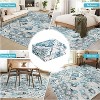 9x12 Washable Rugs for Living Room Low Pile Non-Slip Vintage Floral Area Rug, Non Shedding Soft Accent Carpet, Large Oriental Foldable Floor Mats - 3 of 4