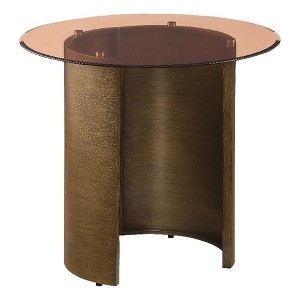 Coaster Home Furnishings Morena Round End Table with Tawny Tempered Glass Top Brushed Bronze - 1 of 4