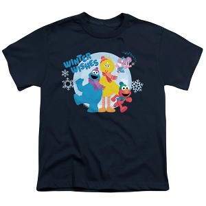Boys' Sesame Street Winter Wishes Elmo, Cookie Monster, Big Bird T-Shirt - 1 of 4