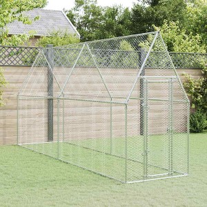 vidaXL Chicken Cage Silver Galvanized steel 157.5 x 39.4 x 74.8 in - 1 of 4