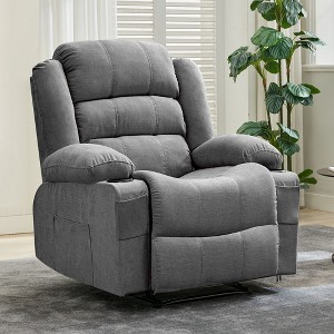 Recliner Chair for Adults Manual Pull Tab Recliner with Cup Holder, Side Pocket, 3-Position Recline, Large Sofa Chair for Living Room Bedroom - 1 of 4