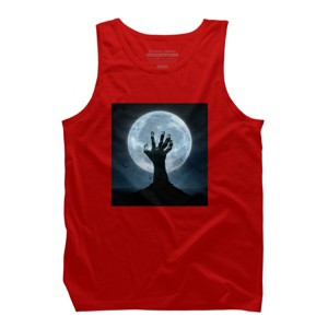 Men's Design By Humans Halloween! Zombie Hand Reaching from Grave T-Shirt By EBCD Tank Top - 1 of 3