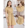 INSPIRE CHIC Women's Point Collar Front Elastic Waist Drawstring Mini Shirt Dress with Pocket - 2 of 4