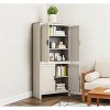 Okak Farmhouse Freestanding Kitchen Pantry Cabinet with 4 Doors & Adjustable Shelves,Storage Cabinet Bookcase for Living Room,Kitchen - 2 of 4