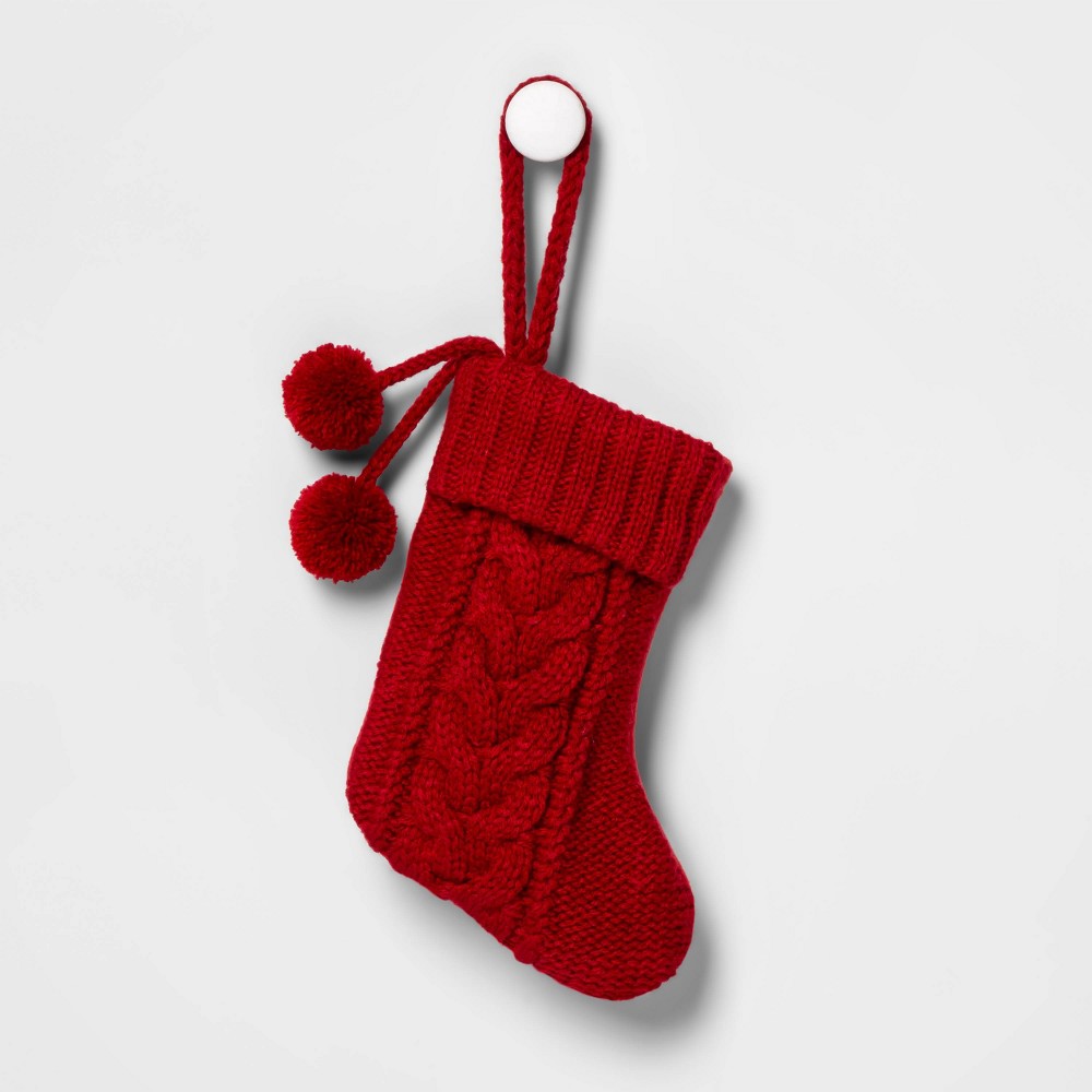 Mini Cable Knit Christmas Stocking Red - Wondershop™ 10 Pcs 