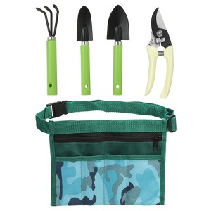 Unique Bargains PP Iron Oxford Cloth Garden Tool Set Green 1 Set - 1 of 4