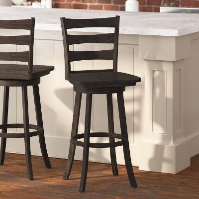 Taylor & Logan Laurel Slat Back Barstool Gray: Wooden, 360 Swivel ...