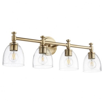 Quorum Lighting Rossington 4-Light Aged Brass Glass Shade 30 Ceiling Fan