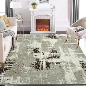 Shag Area Rugs 8x10 for Living Room Bedroom, Abstract Plush Thick Premium Rug Shaggy Soft Plush Carpet for Kids Home Dorm,Brown - 1 of 4