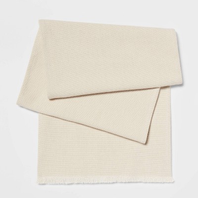 72" x 14" Cotton Stone Washed Table Runner Cream - Threshold™