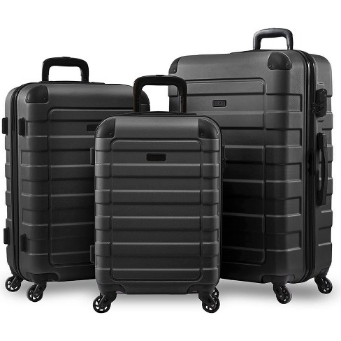 Black three piece luggage set deals