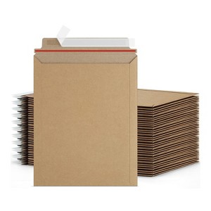 PSBM Rigid Mailers, 13x18 Inch, 100 Pack, Kraft Brown Cardboard Shipping Envelopes for Photo & Document, Self Seal - 1 of 4