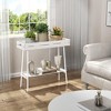 Bamboo and wood table with metal legs, suitable for storing items, plant flower racks - 4 of 4