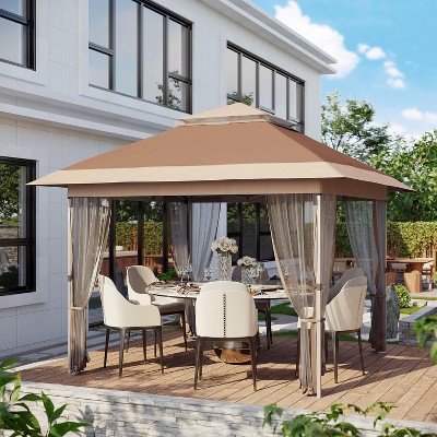 WhizMax Pop Up Outdoor Gazebo with Removable Curtains and Silver Coated Canopy