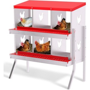 Galvanized Steel Nesting Box, 6-10 Hole Roll-Away Design w/ Ventilation - 1 of 4