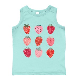 The Juniper Shop Strawberry Watercolor Chart Toddler Tank - 3T - Seafoam - 1 of 4