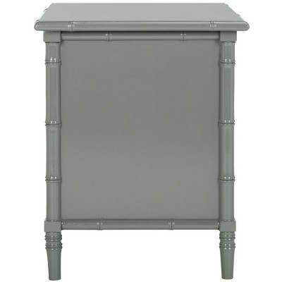 Gray Bamboo 3-Drawer Transitional Nightstand
