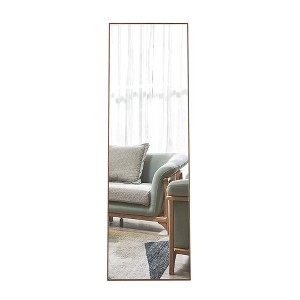Infurnic Full Length Mirrors Wall Mirror with Stand Aluminum Alloy Thin Frame for Living Room, Clothing Shop, Corridor Decor, Beige, 19"*0.79"*63" - 1 of 4