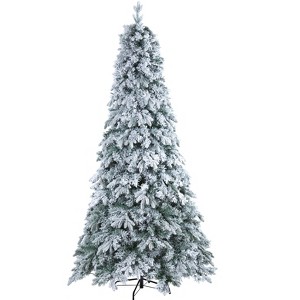 Nearly Natural 8-ft Flocked Vermont Mixed Pine Artificial Christmas Tree with 600 LED Lights - 1 of 4