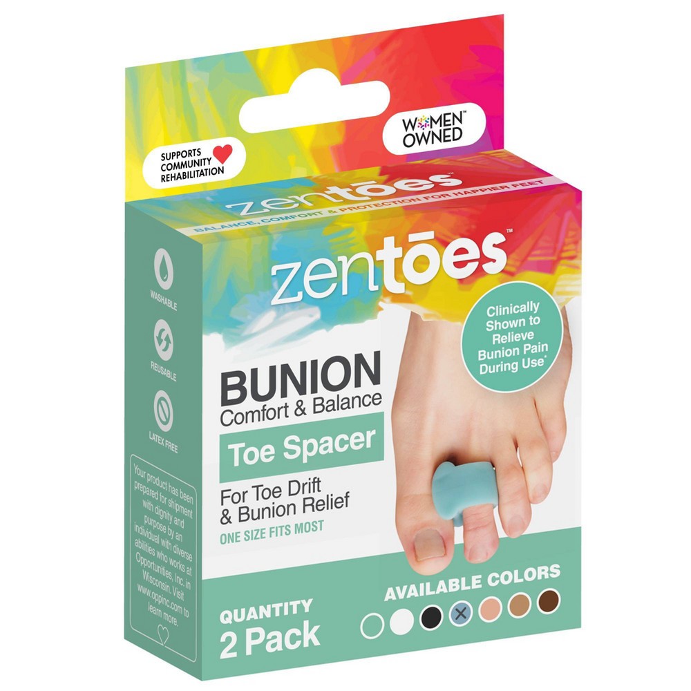 ZenToes Single Loop Toe Spacer for Bunion Pain Relief - Blue - 2pk