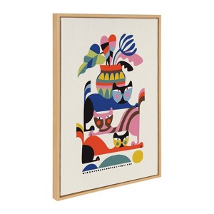 Kate and Laurel Sylvie 3 Cats Framed Canvas by Rachel Lee of My Dream Wall - 1 of 4