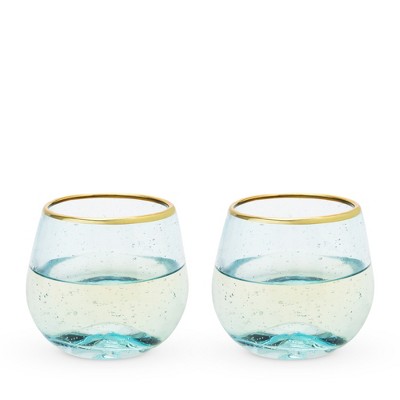 Twine Aqua Bubble Gold Rim Glass Tumblers, Tinted : Target