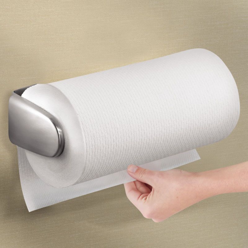 mDesign Metal Wall Mount Paper Towel Holder Dispenser for Kitchen, 5 of 7