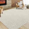 Coolmee Modern Living Room Rug Curve Geometric Rug Boho Area Rug for Bedroom Minimalist Office Throw Rugs High Low Texture Carpet - 2 of 4