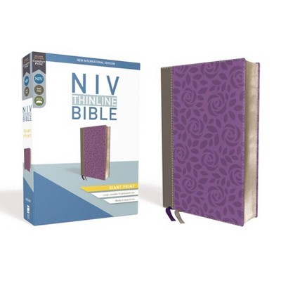 NIV, Thinline Bible, Giant Print, Imitation Leather, Gray/Purple, Red Letter Edition - Large Print by  Zondervan (Leather Bound)