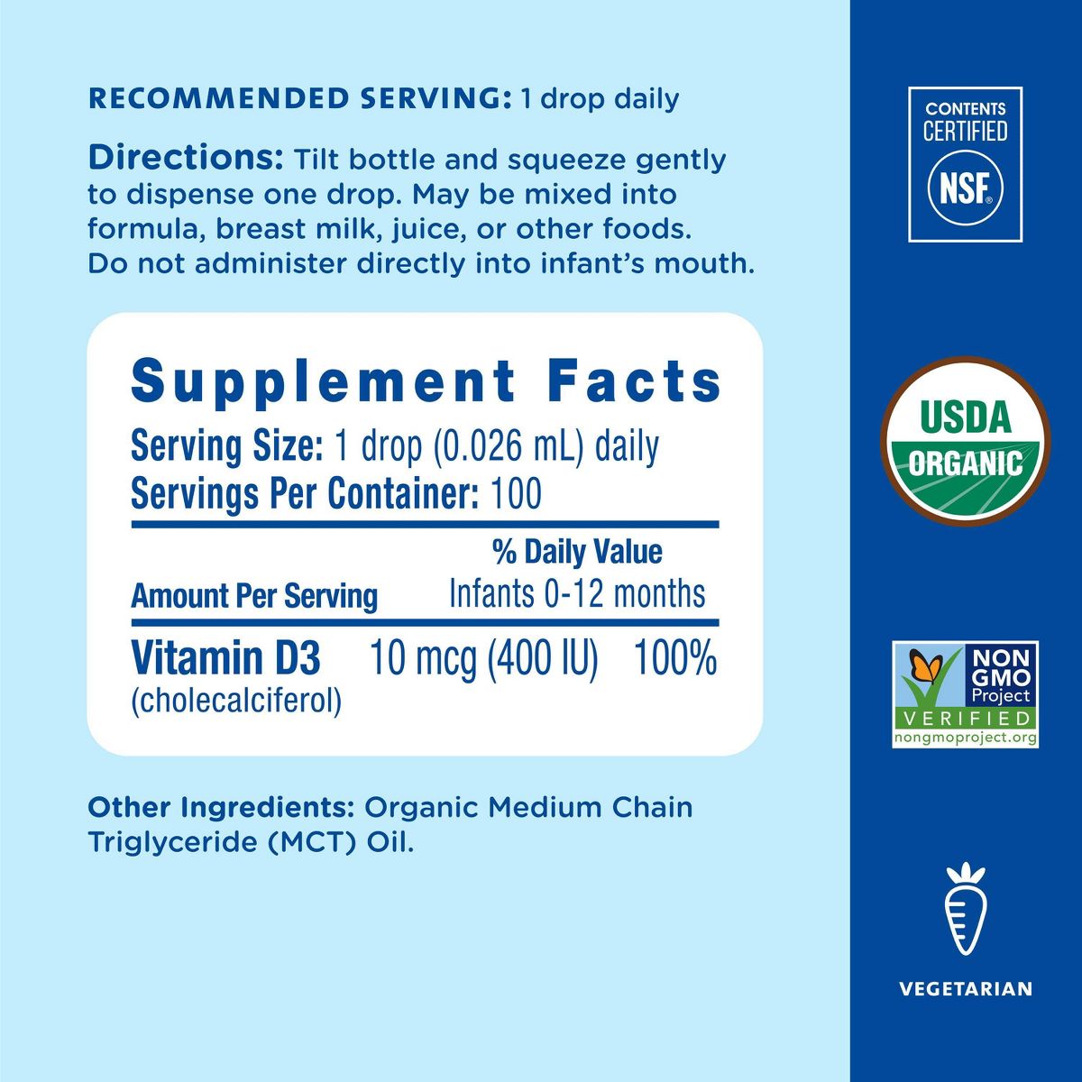 Mommy's Bliss Baby Organic Vitamin D Drops - 0.11oz (100 Servings) - thumbnail 5