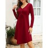 Women’s Maternity Dress Long Sleeve Casual T-Shirt Dress V Neck Button Tie Waist Drawstring Irregular Hem Tunic Shift Midi Dress - 2 of 4