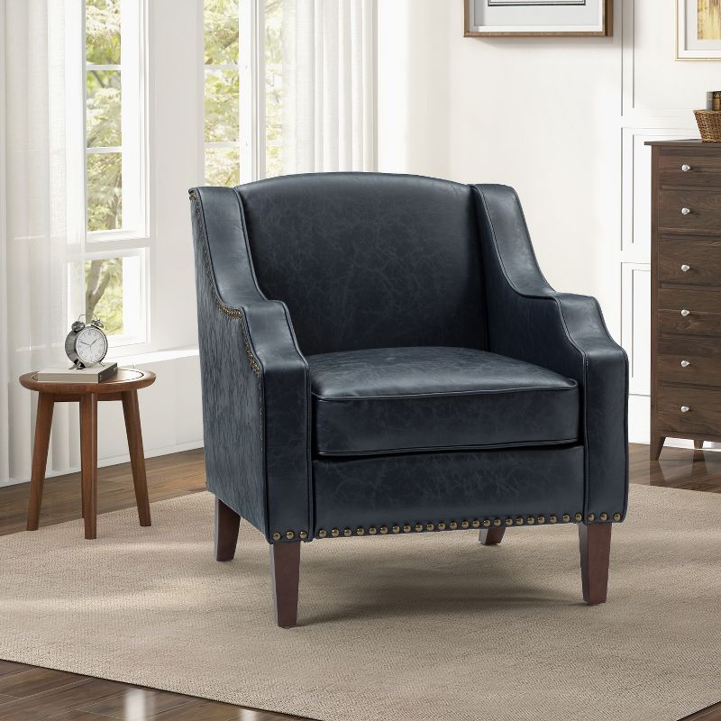 Mornychus Contemporary and Classic Vegan Leather Armchair with Nailhead Trim | KARAT HOME, 1 of 11