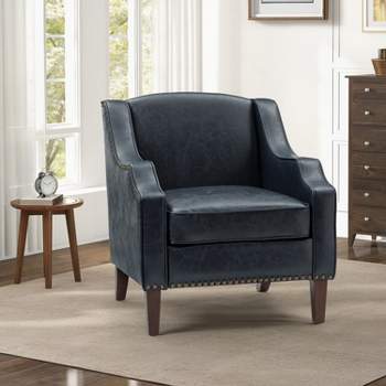 Mornychus Contemporary and Classic Vegan Leather Armchair with Nailhead Trim | KARAT HOME