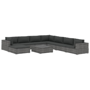 vidaXL Patio Lounge Set – 9-Piece Outdoor Sofa Set with Weather-Resistant Poly Rattan and Comfortable Cushions, Gray - 1 of 4