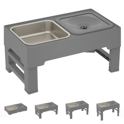 4 Sizes Adjustable Height Stainless Steel Bowl Dog Folding Bowl Cat Bowl Drinking Bowl Dog Bowl Suitable for Small and Medium Pets Black