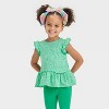 Toddler Girls' Clover Top and Bottom Set - Cat & Jack™ Lime Green - 3 of 4
