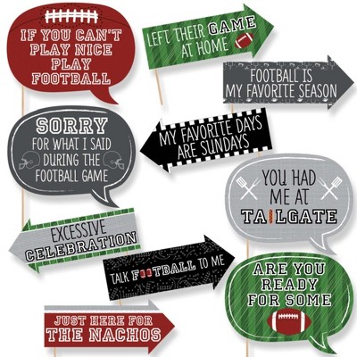 Big Dot of Happiness Funny End Zone - Football - Tailgating Party Photo Booth Props Kit - 10 Piece