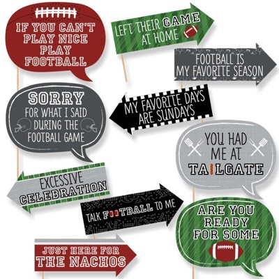 Big Dot of Happiness Funny End Zone - Football - Tailgating Party Photo Booth Props Kit - 10 Piece