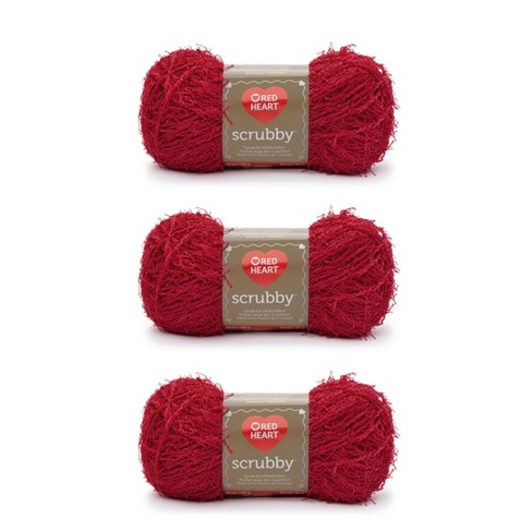 Red Heart Scrubby Royal Yarn - 3 Pack of 100g/3.5oz - Polyester - 4 Medium  (Worsted) - 92 Yards - Knitting/Crochet