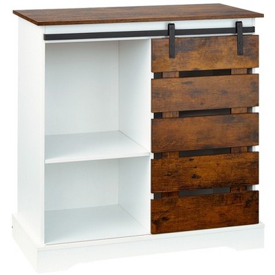 The Lakeside Collection Two Tone Slidling Door Storage Cabinet with Shelves 31.5"H