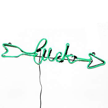 20" LED Green Neon Style “Luck" Sign - National Tree Company