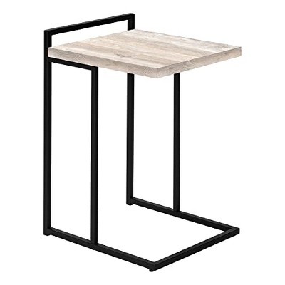 Monarch Specialties Accent Table C-Shaped End Side Snack Living Room Bedroom Metal Laminate Beige Black Contemporary Modern